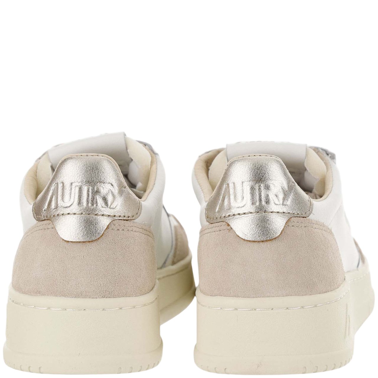 Autry Suede Insert Perforated Leather Sneakers Wit