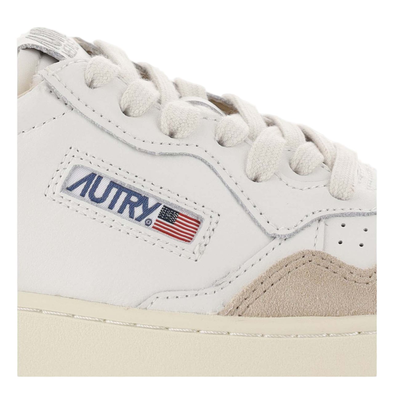 Autry Suede Insert Perforated Leather Sneakers Wit