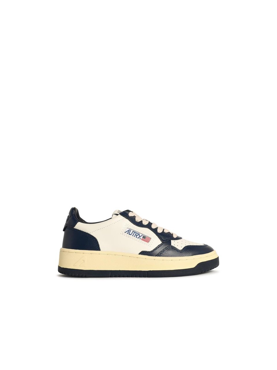 Autry 'Medalist Low' White And Blue Leather Sneakers Neutraal