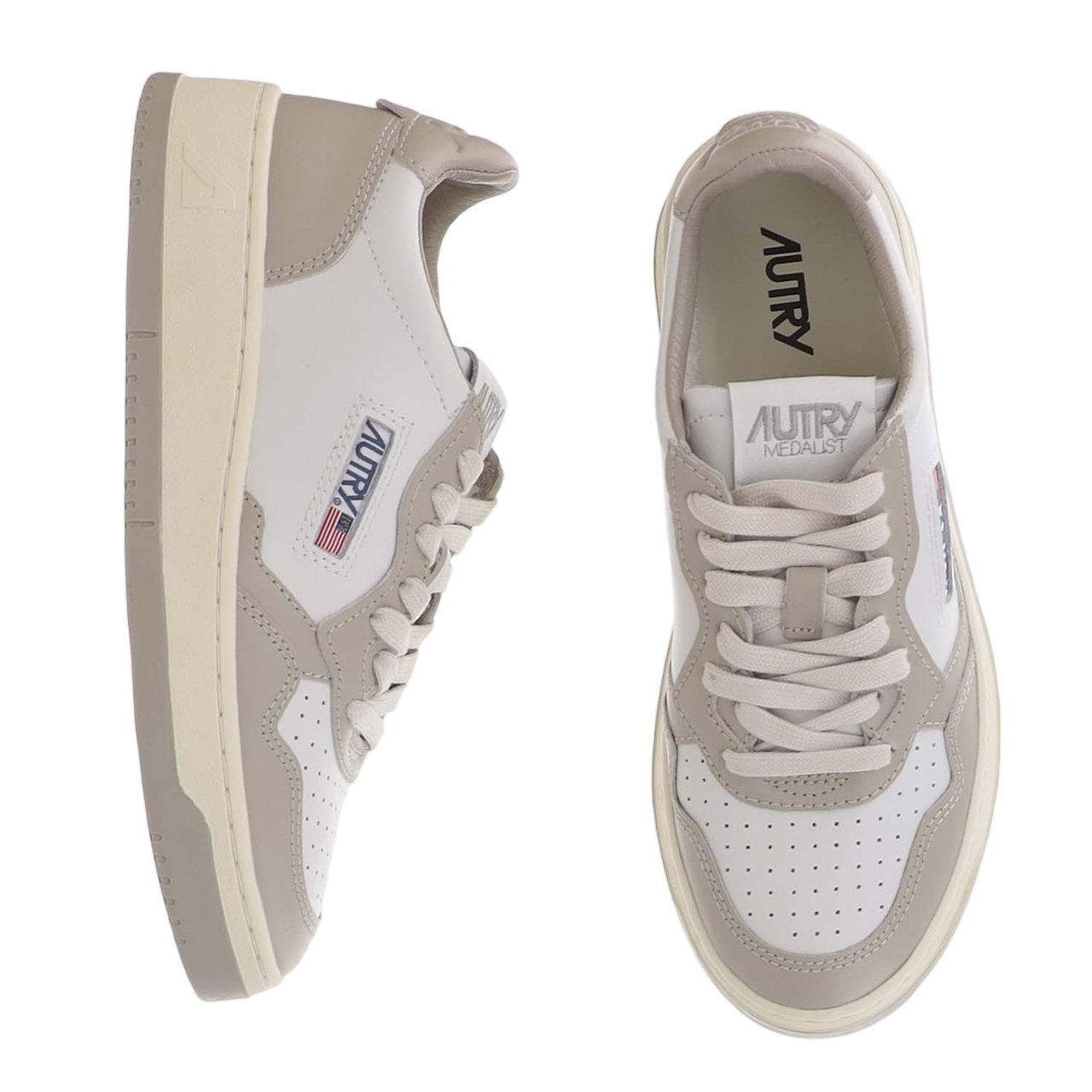Autry Medalist Color-Block Panel Leather Sneakers Grijs