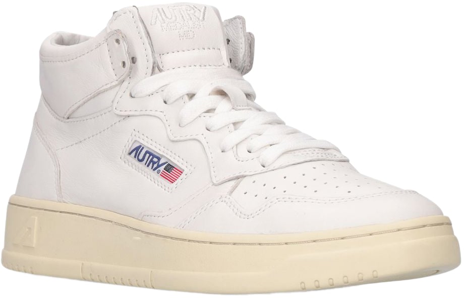 Autry Elegant Sneakers in White Leather with Beige Sole Wit