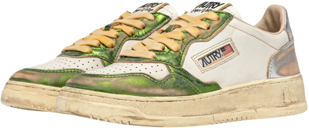 Autry Medalist Low Super Vintage Women’s Gun/Green Sneakers Neutraal