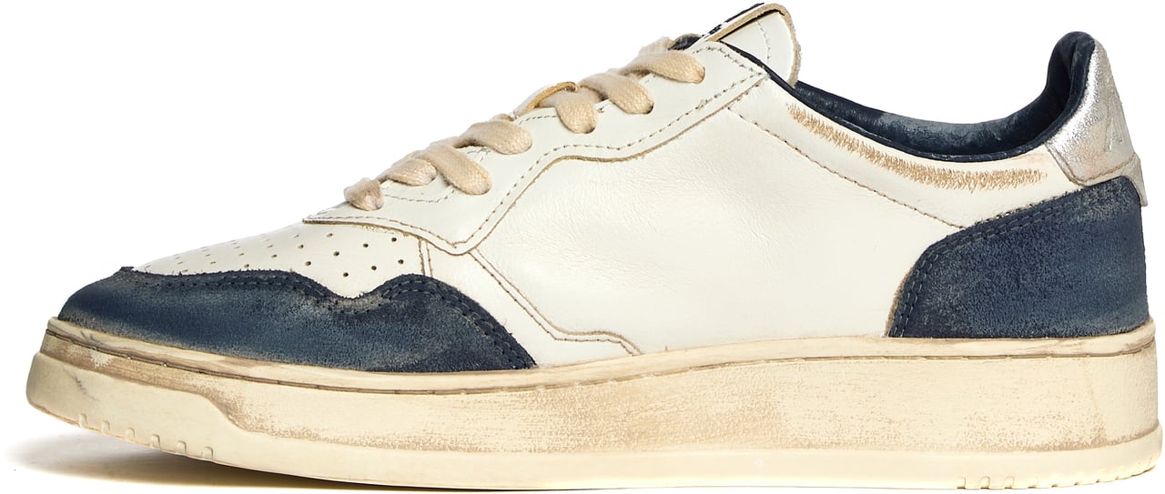Autry Sneakers Medalist Low Super Vintage In Pelle E Suede Space Blue, Silver Blauw
