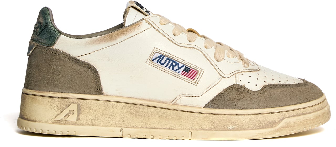 Autry Sneakers Medalist Low Super Vintage In Pelle E Suede Sand, Cypres Bruin