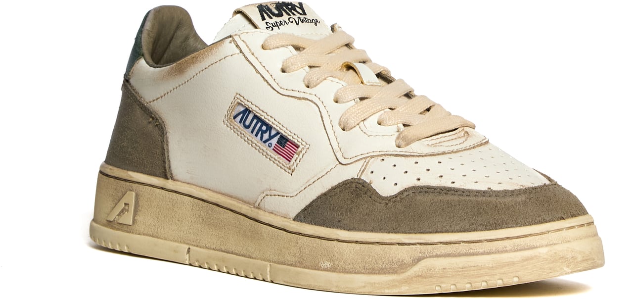Autry Sneakers Medalist Low Super Vintage In Pelle E Suede Sand, Cypres Bruin