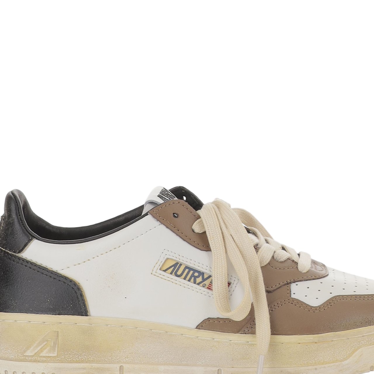 Autry Vintage Color-Block Leather Sneakers with Logo Detailing Neutraal