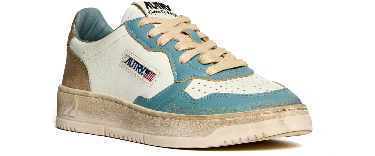 Autry Sneakers Medalist Low Super Vintage Bianco, Silver-blue, Platinum Wit