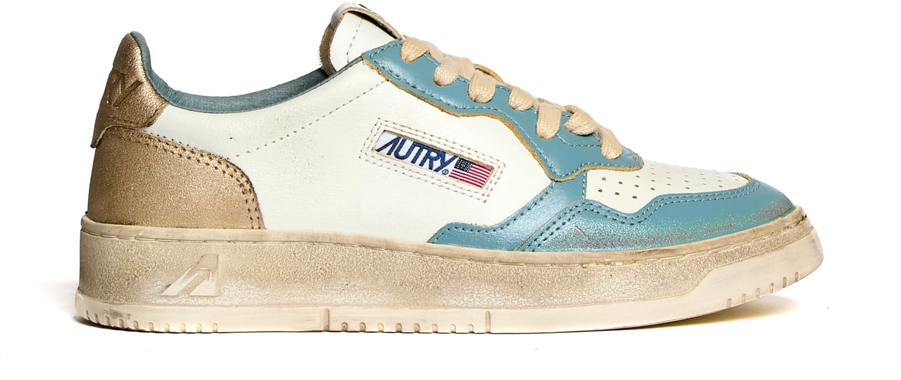 Autry Sneakers Medalist Low Super Vintage Bianco, Silver-blue, Platinum Wit