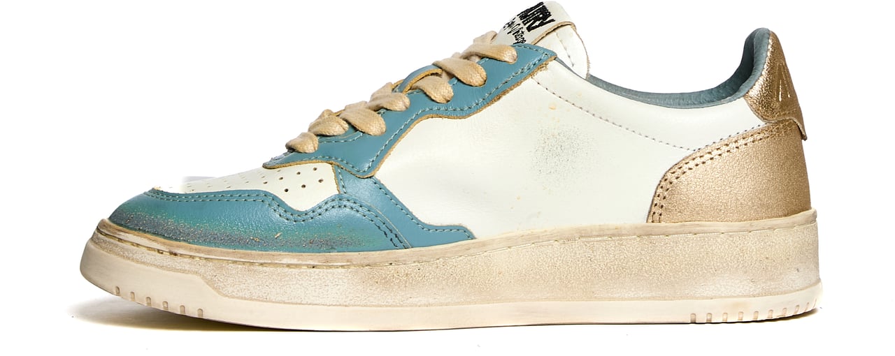 Autry Sneakers Medalist Low Super Vintage Bianco, Silver-blue, Platinum Wit