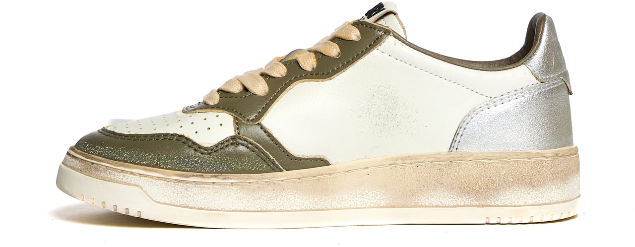 Autry Sneakers Medalist Low Super Vintage Bianco, Militare, Argento Wit
