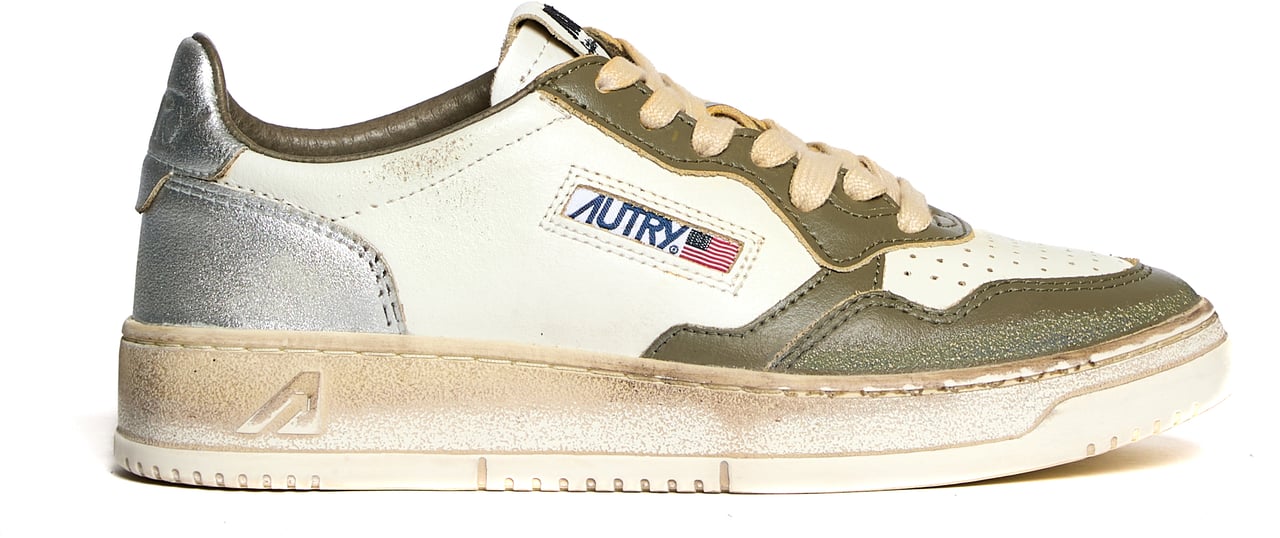 Autry Sneakers Medalist Low Super Vintage Bianco, Militare, Argento Wit