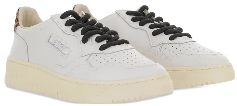 Autry baskets autry medalist low cuir blanc leopard femme Beige