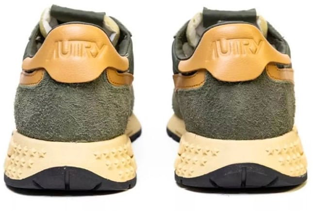 Autry baskets autry reelwind low nylon daim kaki orange homme Groen