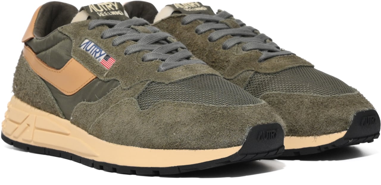 Autry Sneakers Suede/Net Kha/Taffy Donkergroen