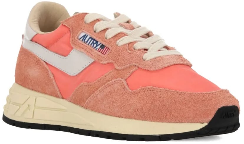 Autry baskets autry reelwind low nylon daim peach pink femme Roze