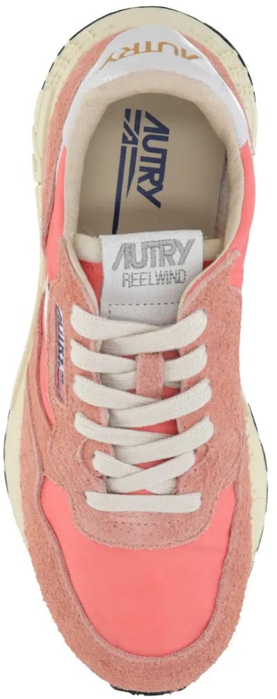 Autry baskets autry reelwind low nylon daim peach pink femme Roze