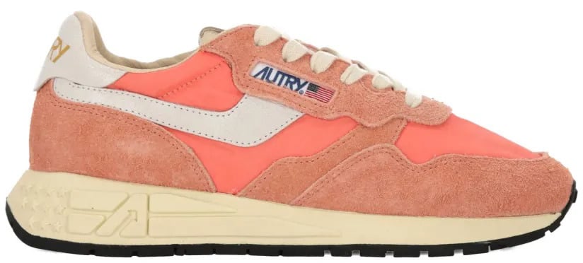Autry baskets autry reelwind low nylon daim peach pink femme Roze