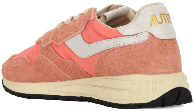Autry baskets autry reelwind low nylon daim peach pink femme Roze