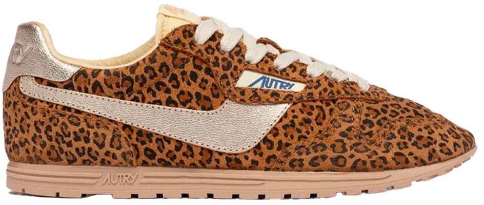Autry baskets autry windspin daim cuir leopard platine femme Bruin