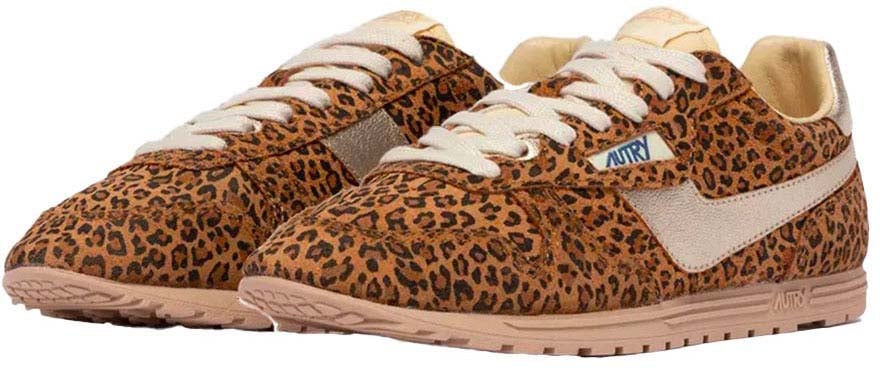 Autry baskets autry windspin daim cuir leopard platine femme Bruin