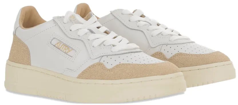 Autry baskets medalist low cuir blanc daim ecru femme Beige