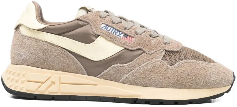 Autry baskets reelwind en daim a empiecements Bruin