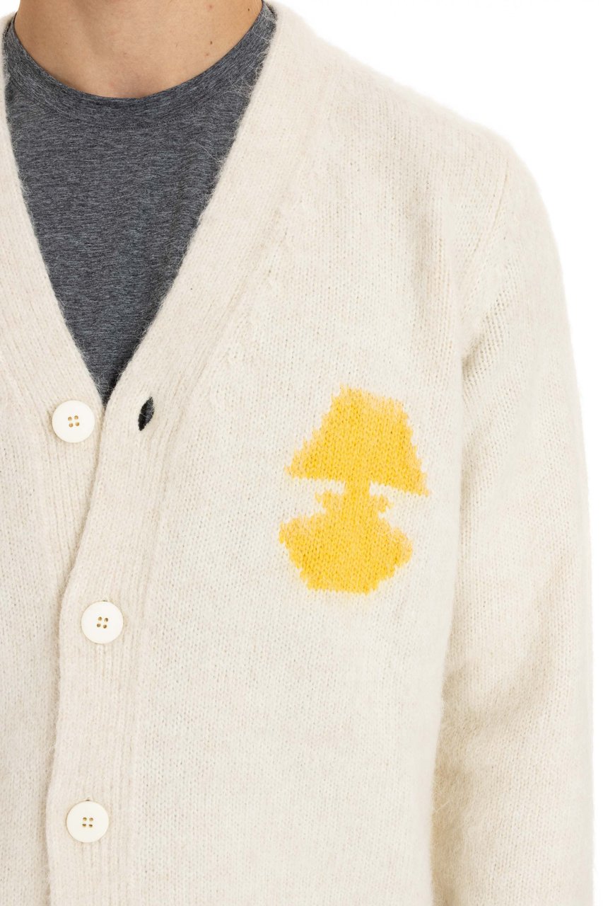 Autry Jacquard Wool-Alpaca Cardigan Wit