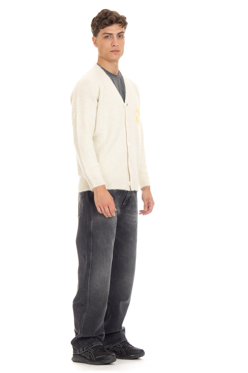 Autry Jacquard Wool-Alpaca Cardigan Wit
