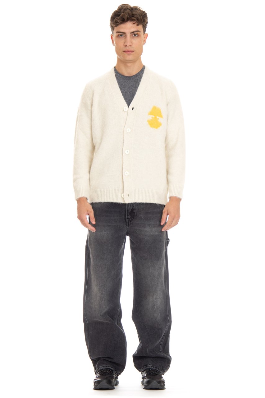 Autry Jacquard Wool-Alpaca Cardigan Wit