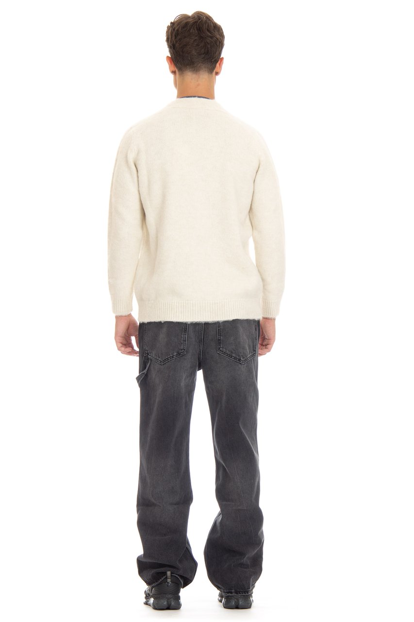 Autry Jacquard Wool-Alpaca Cardigan Wit