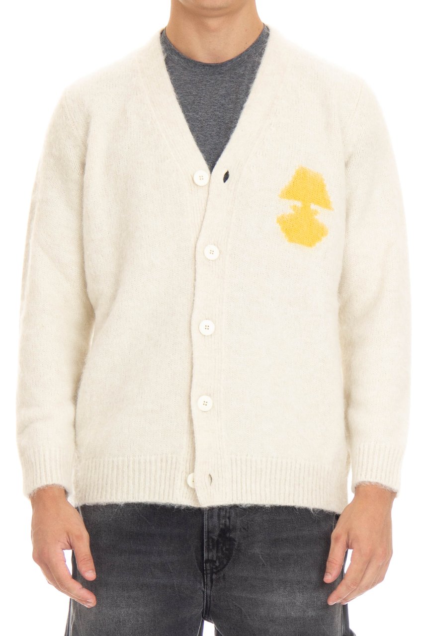Autry Jacquard Wool-Alpaca Cardigan Wit