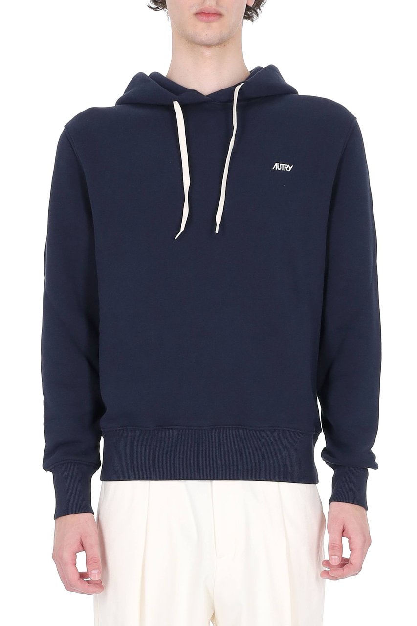 Autry Blue Cotton Hooded Sweatshirt Blauw