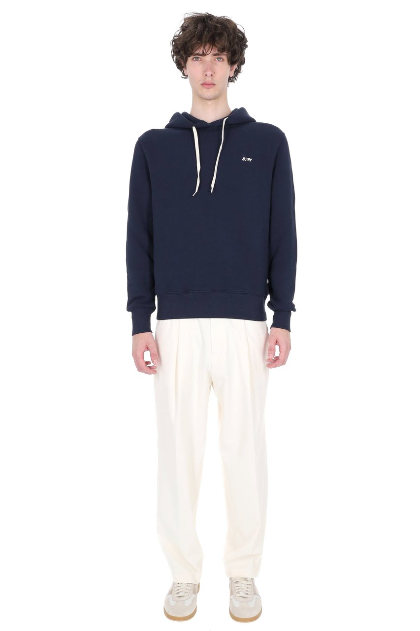 Autry Blue Cotton Hooded Sweatshirt Blauw