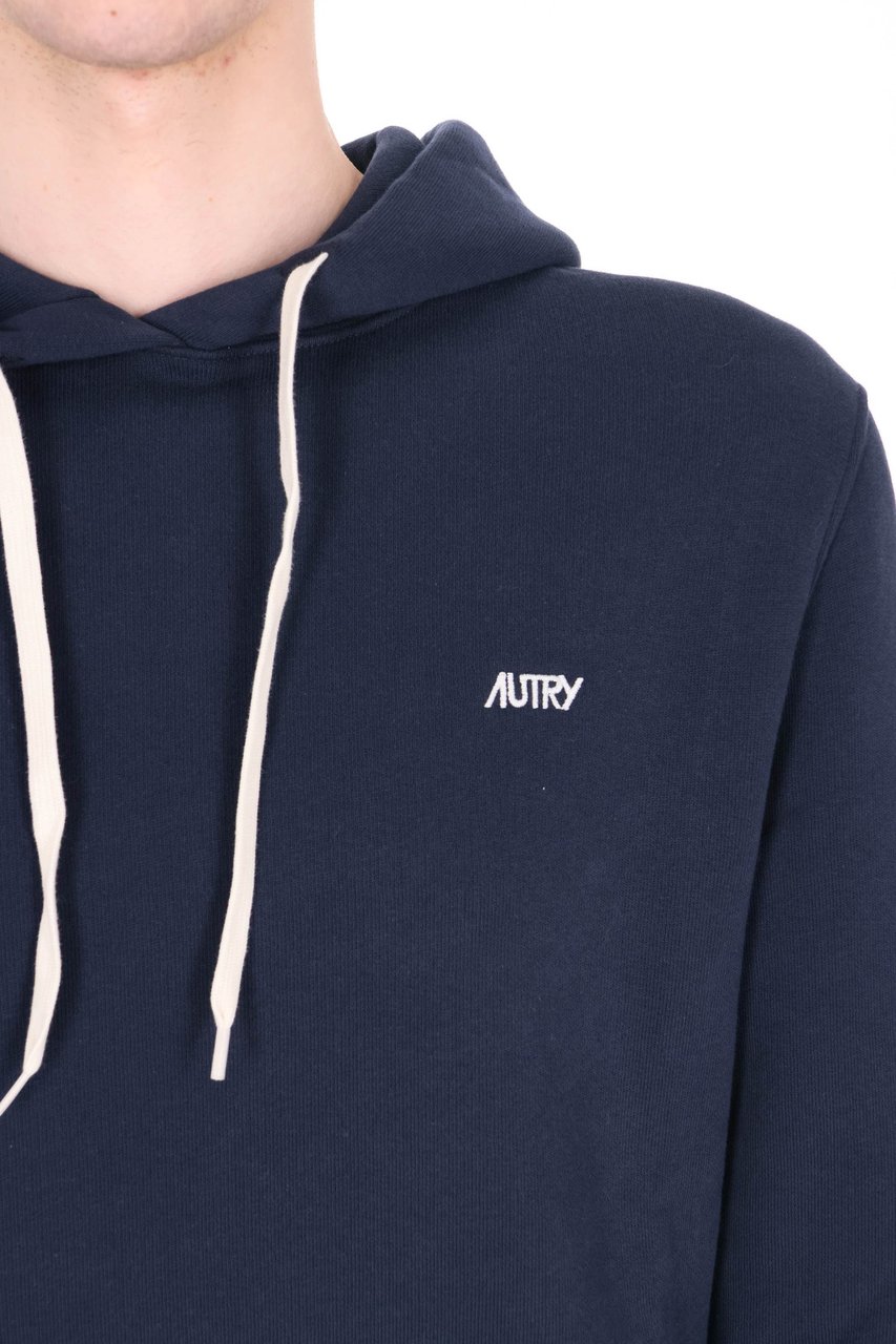 Autry Blue Cotton Hooded Sweatshirt Blauw