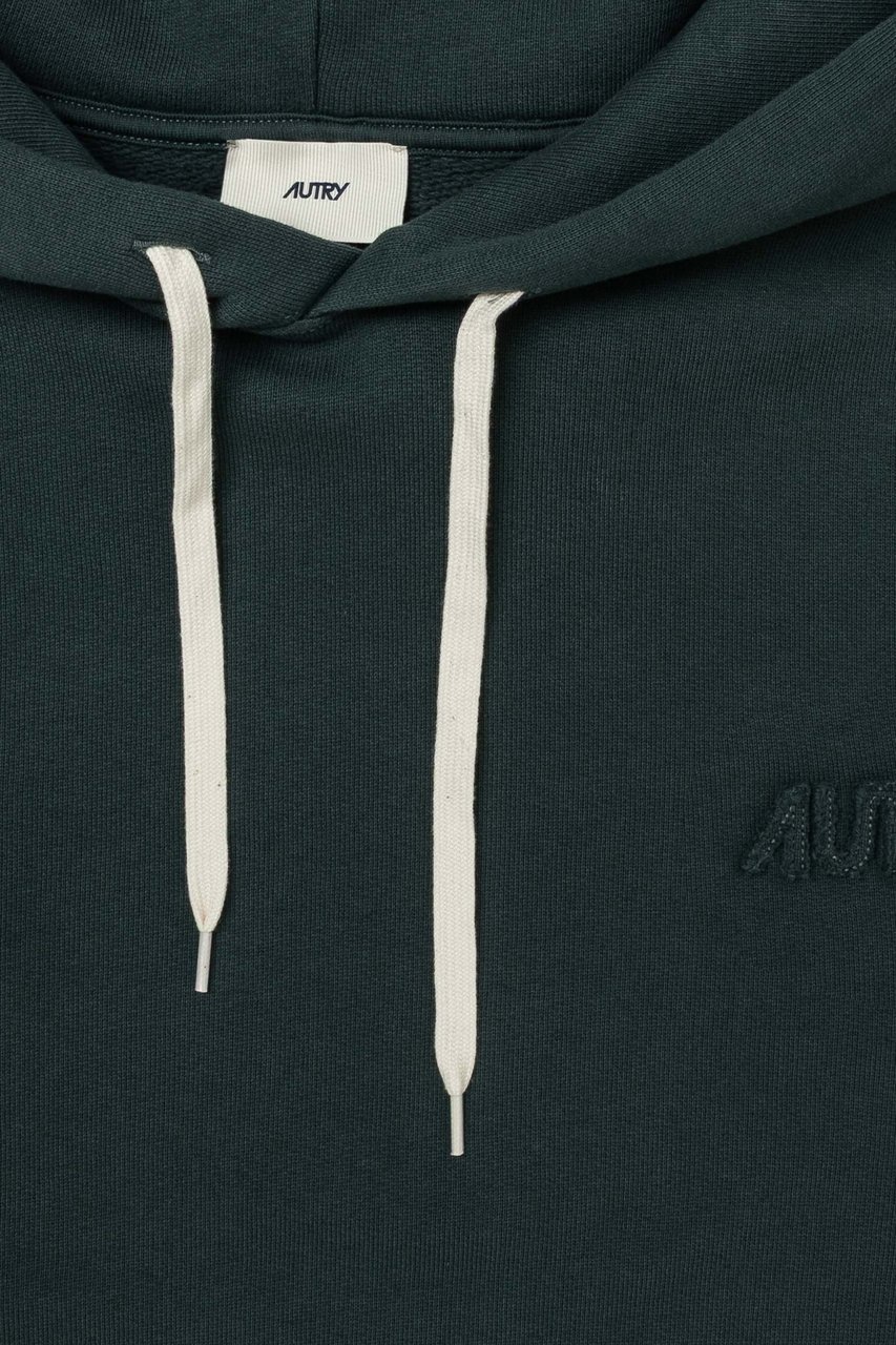 Autry Muted Blue-Green Hooded Sweatshirt with Embroidered Logo Grijs