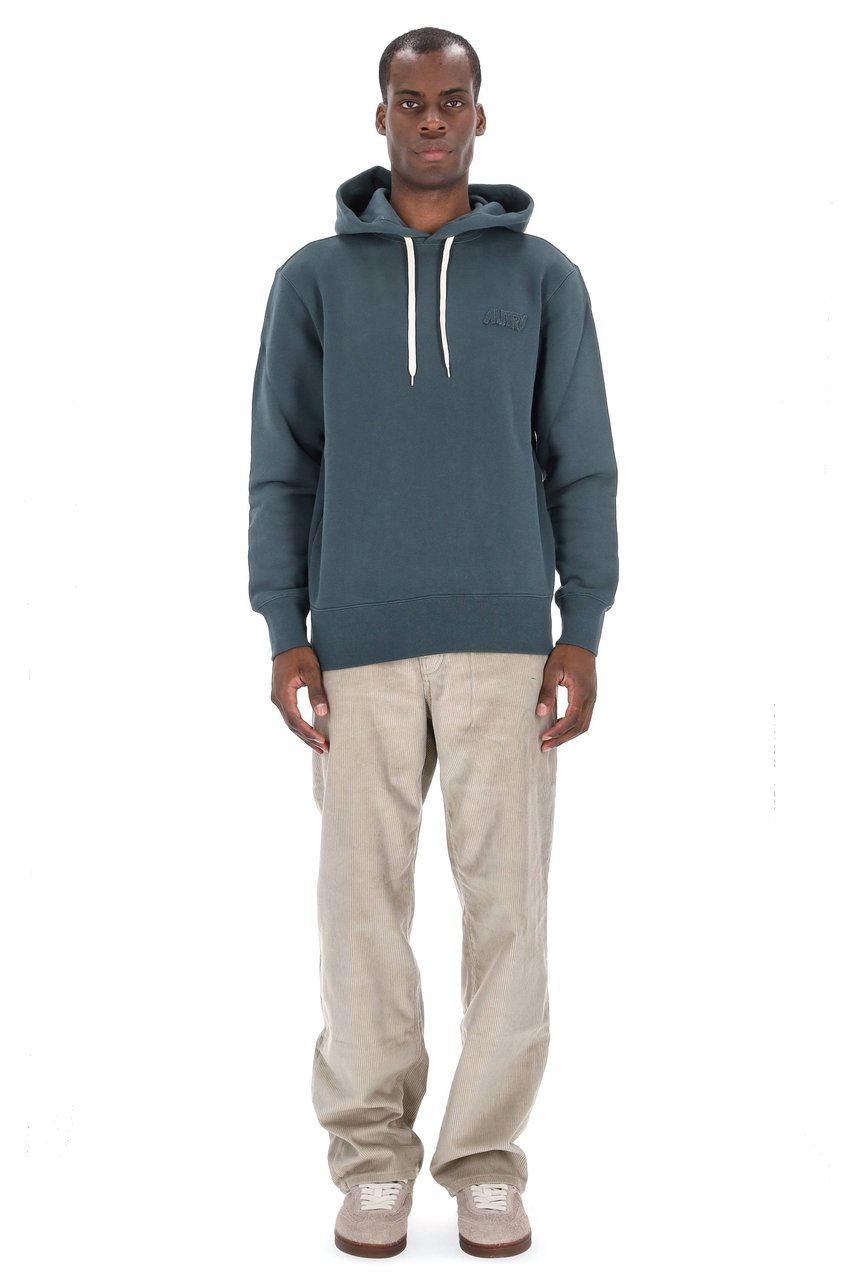 Autry Muted Blue-Green Hooded Sweatshirt with Embroidered Logo Grijs