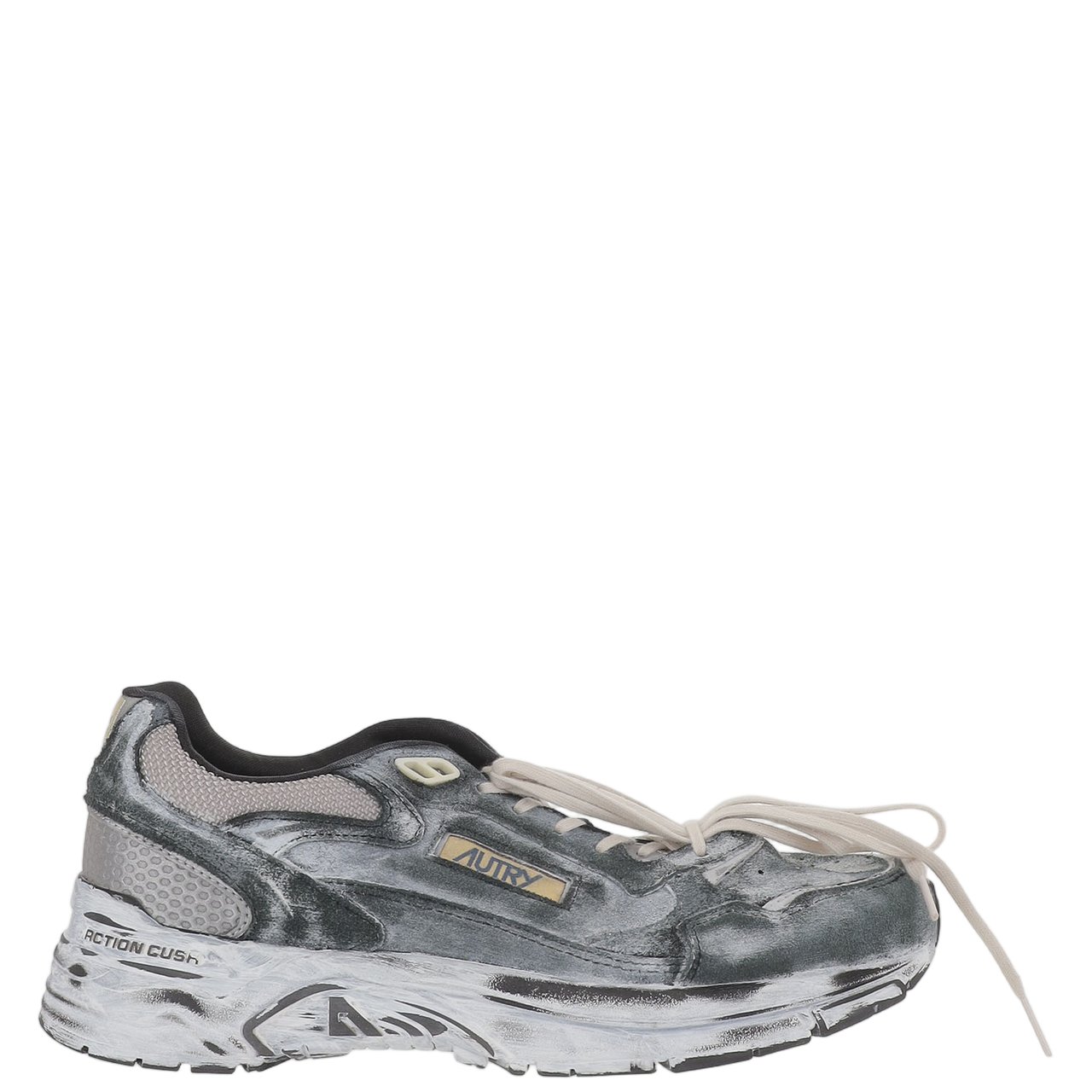Autry Vintage-Inspired Grey Sneakers with Front Lacing and Logo Detailing Grijs