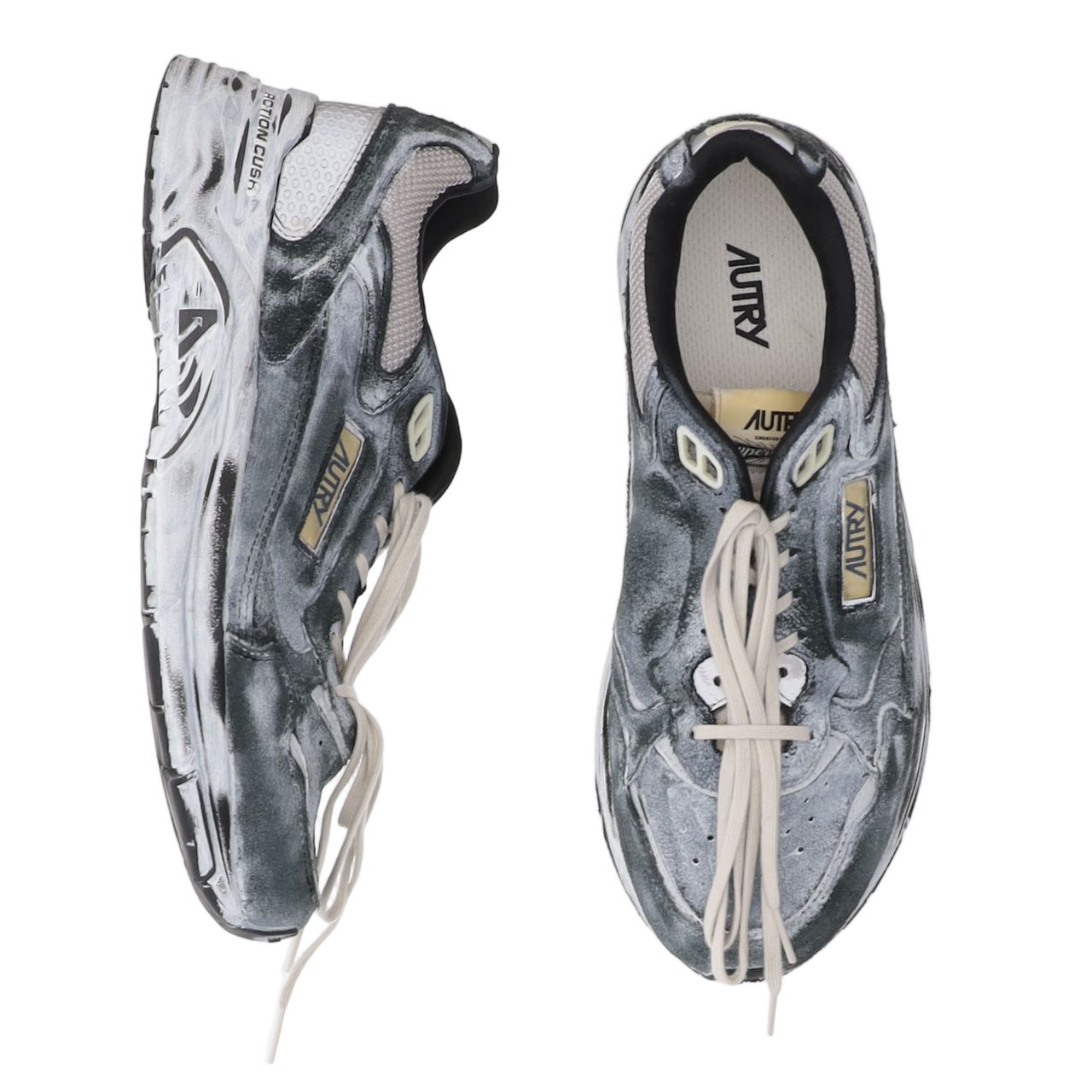 Autry Vintage-Inspired Grey Sneakers with Front Lacing and Logo Detailing Grijs