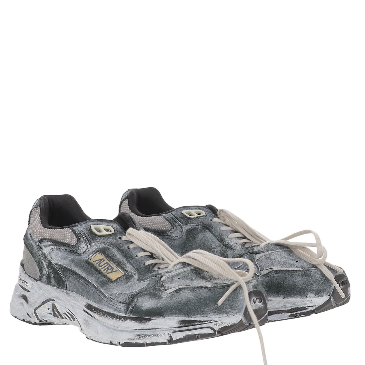 Autry Vintage-Inspired Grey Sneakers with Front Lacing and Logo Detailing Grijs