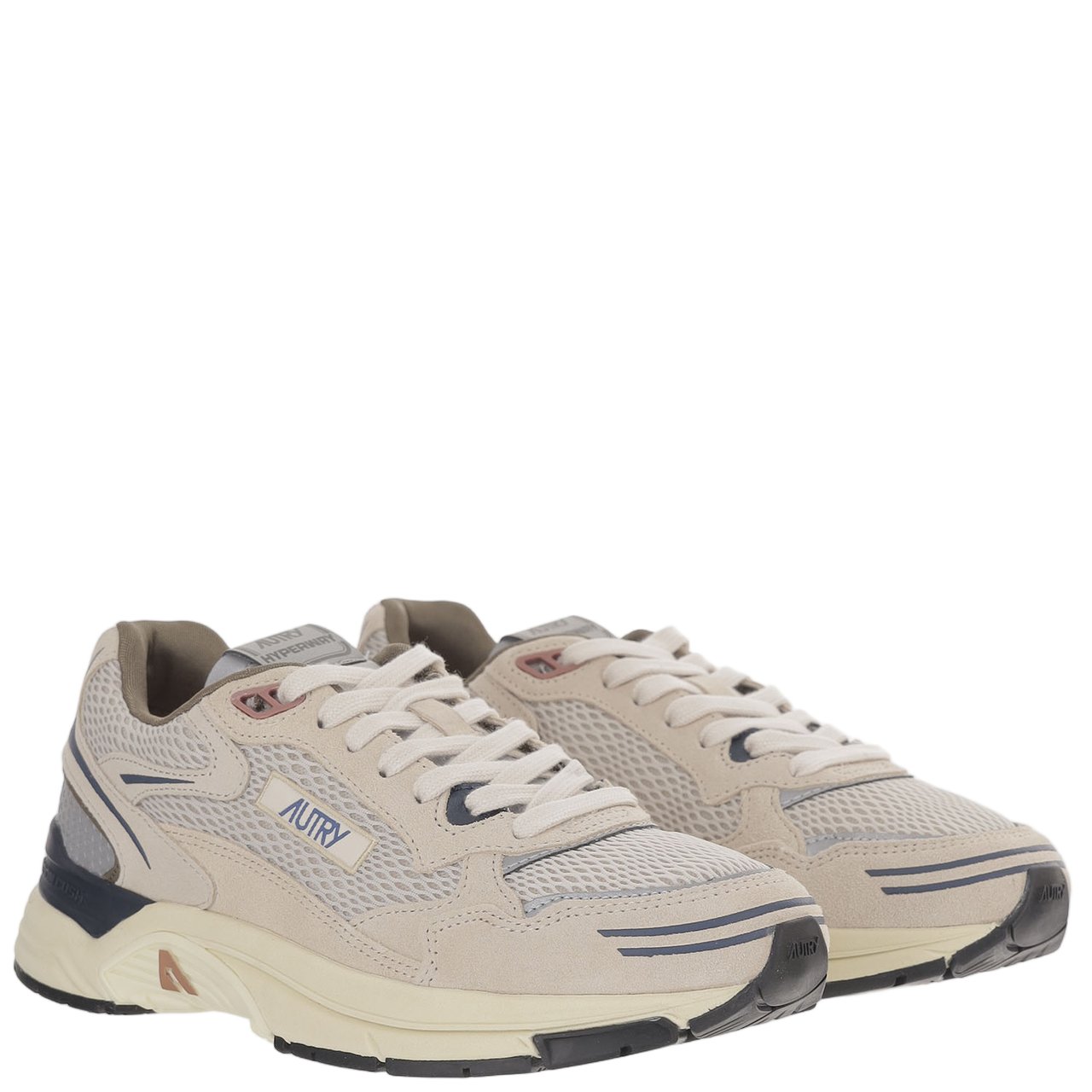 Autry Multi-Material Sneakers With Round Mesh Toe And Logo Accents Neutraal