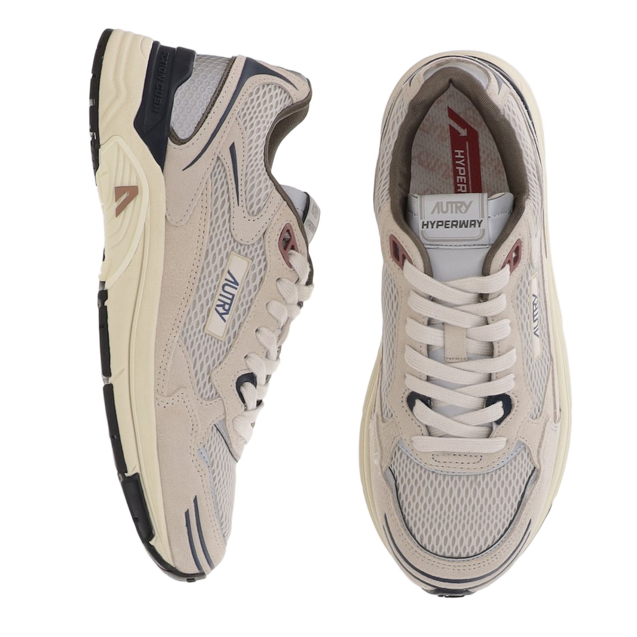 Autry Multi-Material Sneakers With Round Mesh Toe And Logo Accents Neutraal