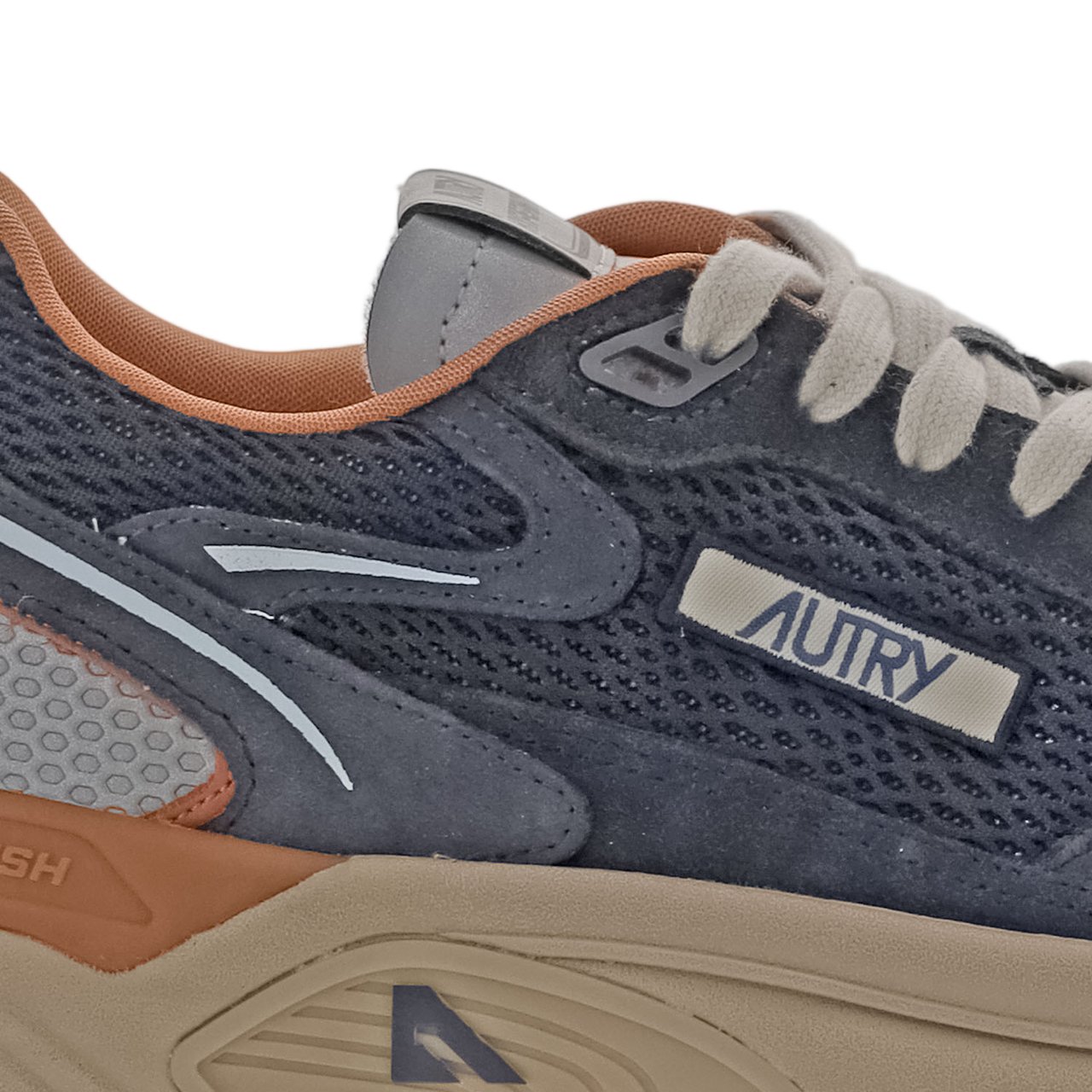 Autry Multi-Material Front Lacing Sneakers With Cushioned Sole Blauw