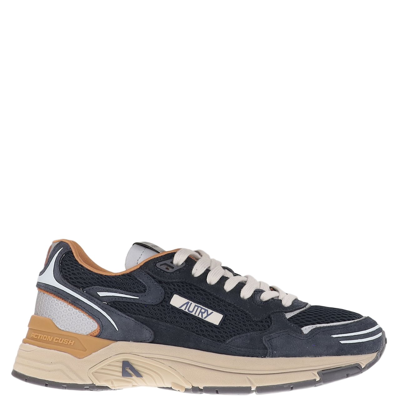 Autry Multi-Material Front Lacing Sneakers With Cushioned Sole Blauw