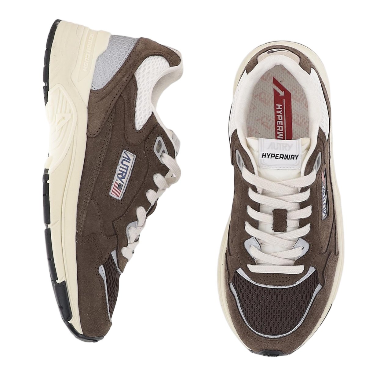 Autry Brown Suede Mesh Terry Sneakers Bruin