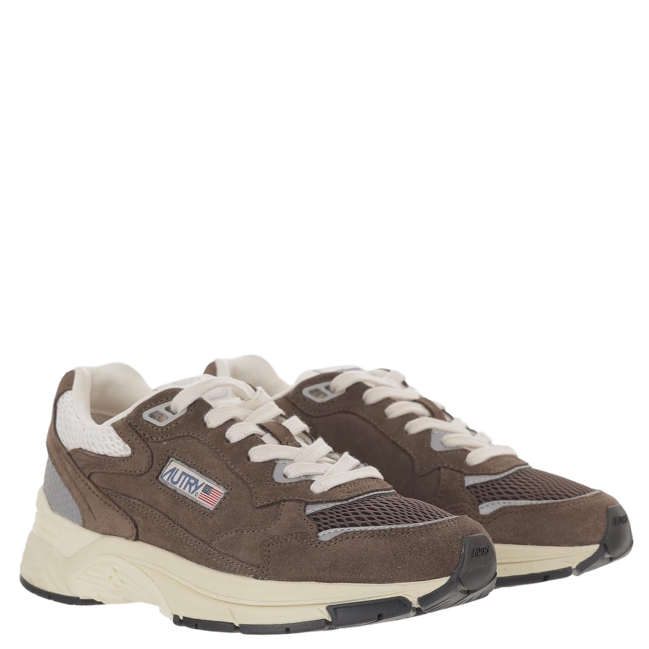 Autry Brown Suede Mesh Terry Sneakers Bruin
