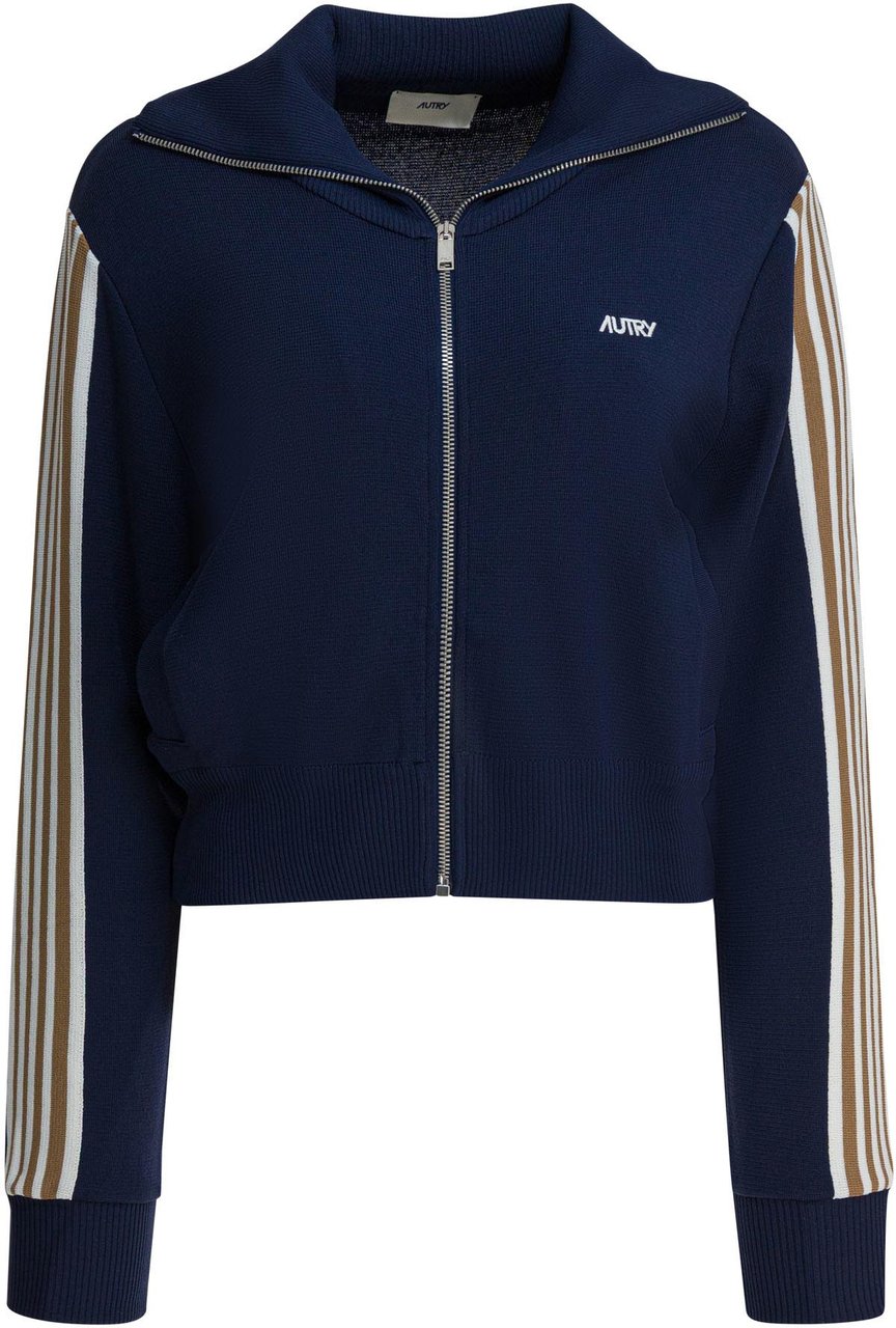 Autry Viscose blend zippered sweatshirt Blauw