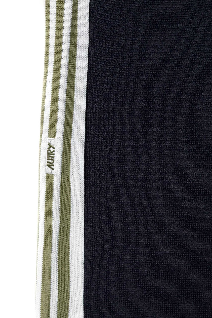 Autry Blue Viscose-Nylon Band Details Sweatpants Zwart