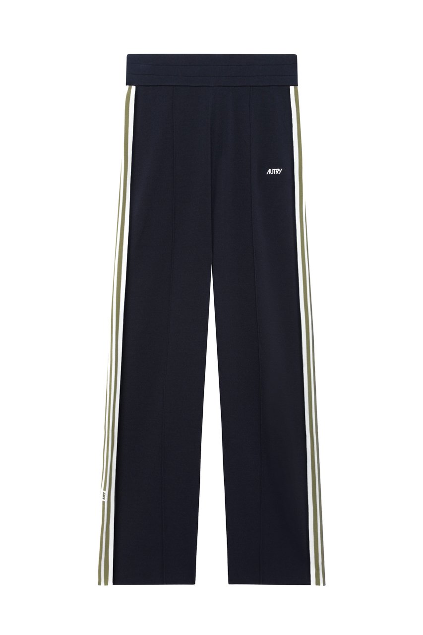 Autry Blue Viscose-Nylon Band Details Sweatpants Zwart