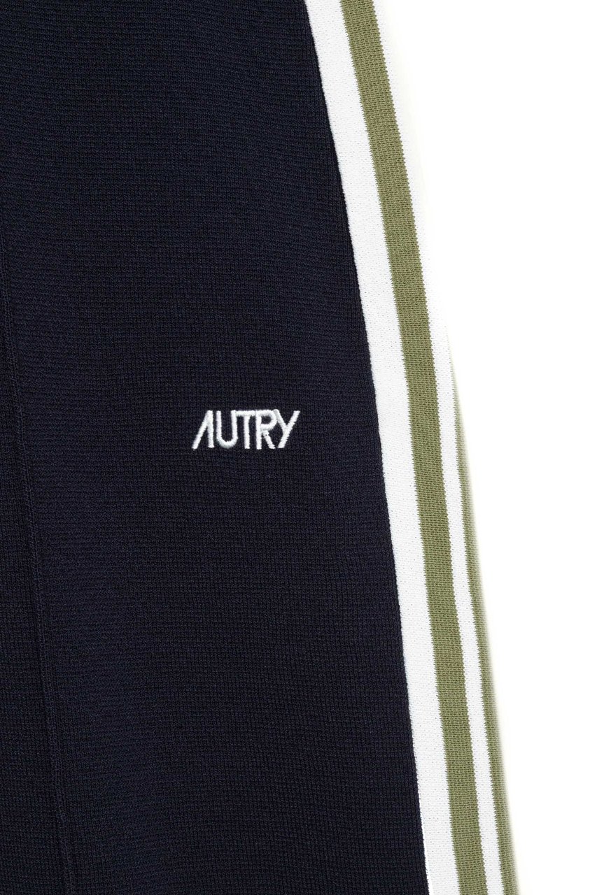 Autry Blue Viscose-Nylon Band Details Sweatpants Zwart