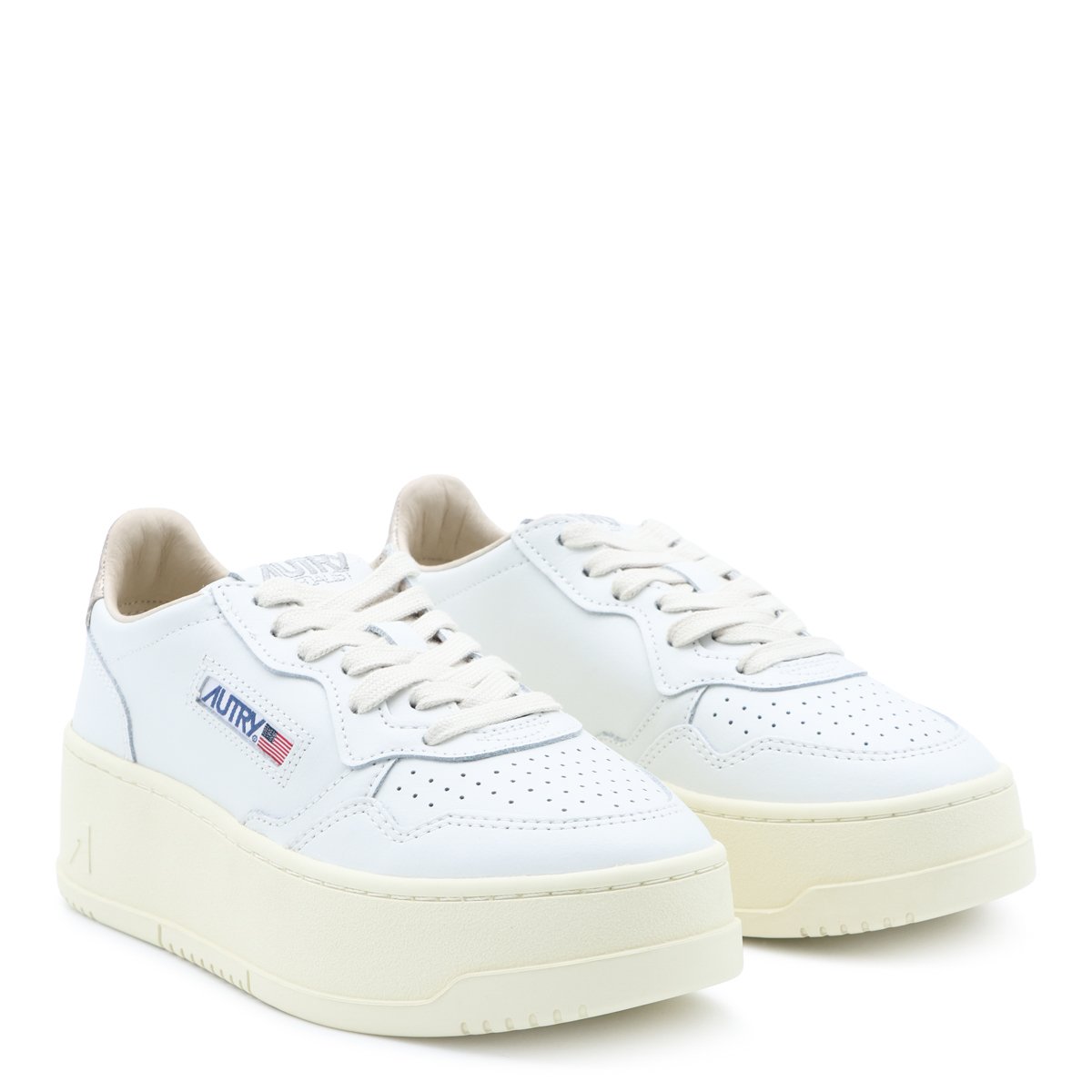 Autry Low-Top Platform Sneakers With Perforated Detailing And Metallic Accents Wit